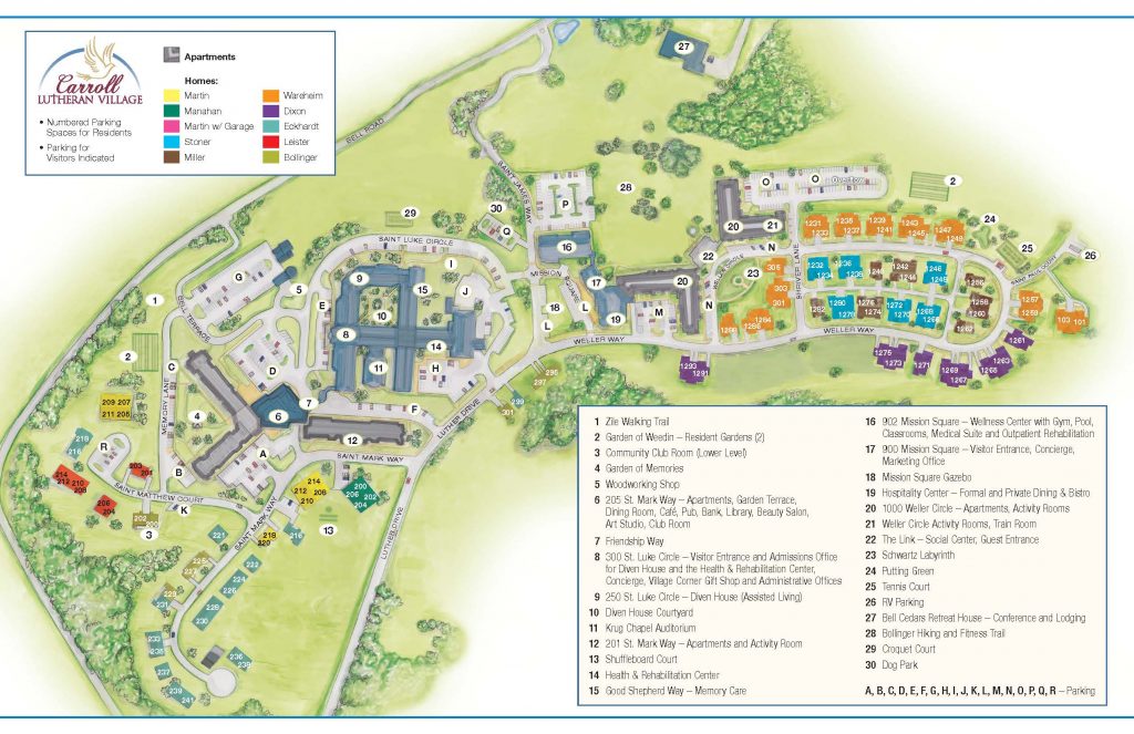 A map of the Carroll Lutheran Village community.