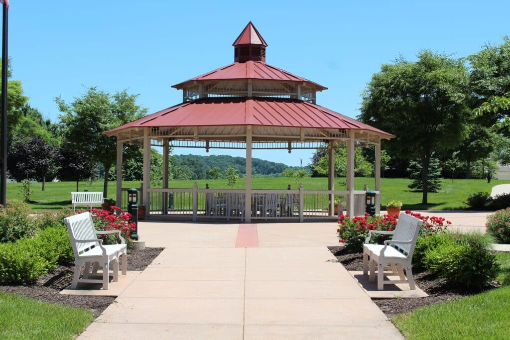 Our main gazebo is a popular place for taking in the scenic views.