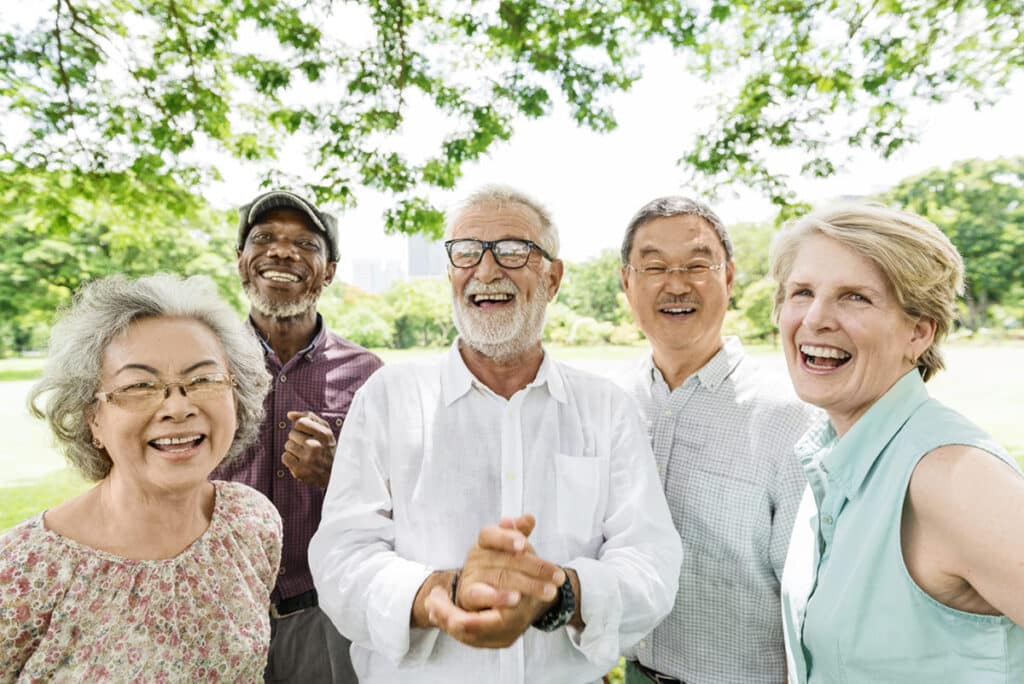 Group of older adults staying connected.