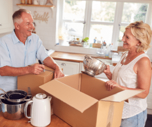 Older couple downsizing to move to a Life Plan Community or CCRC>