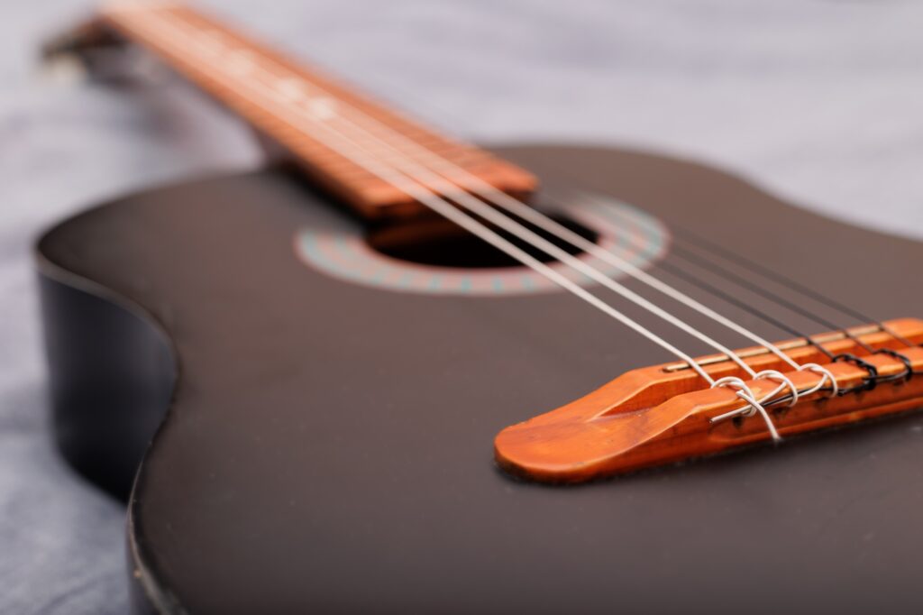 Guitar with strings.