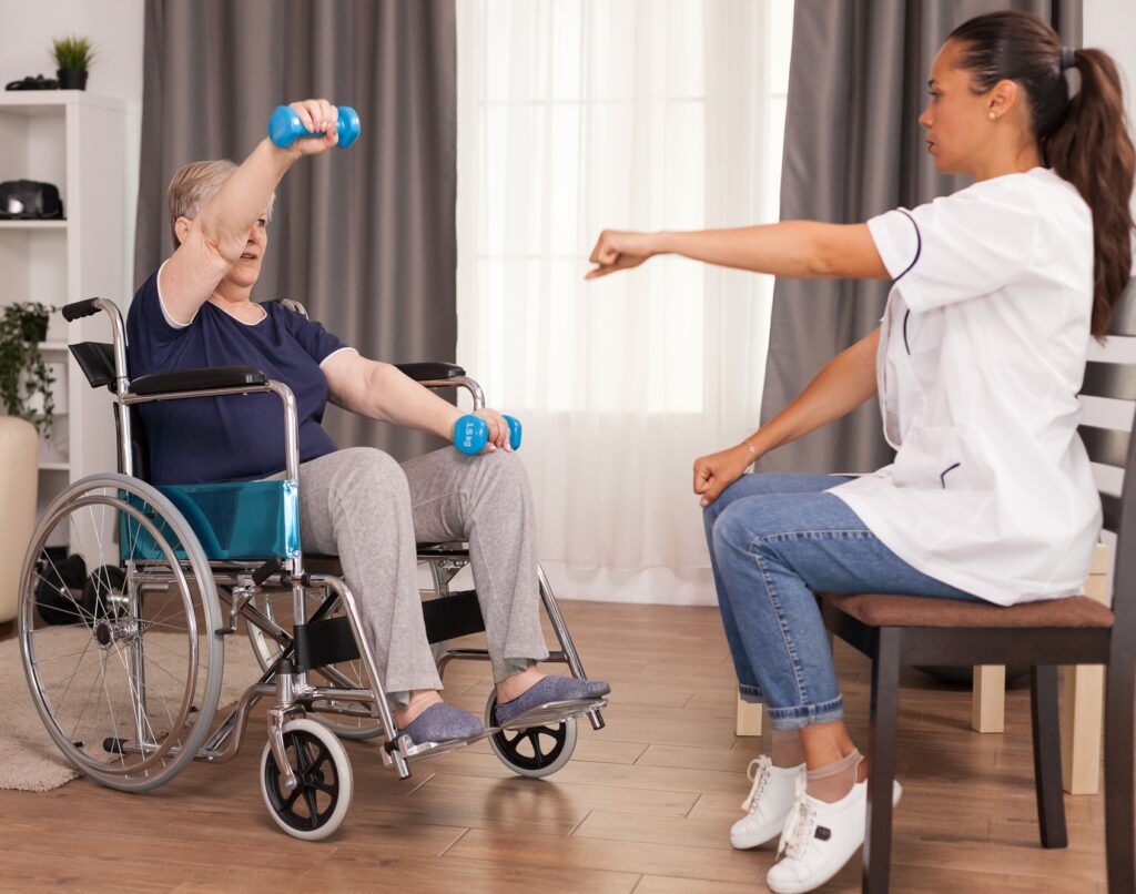 Senior woman physical rehabilitation